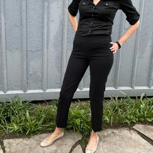 Moschino  Cropped Black Flat Front Trousers, Size 6